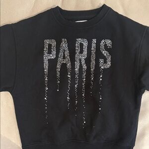 Zara Black Sweatshirt with Silver Rhinestone 'PARIS'